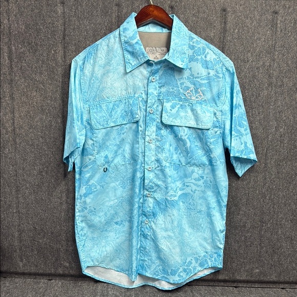 Colosseum Blue Casual Button Down Shirt Short Sleeve - Picture 1 of 4